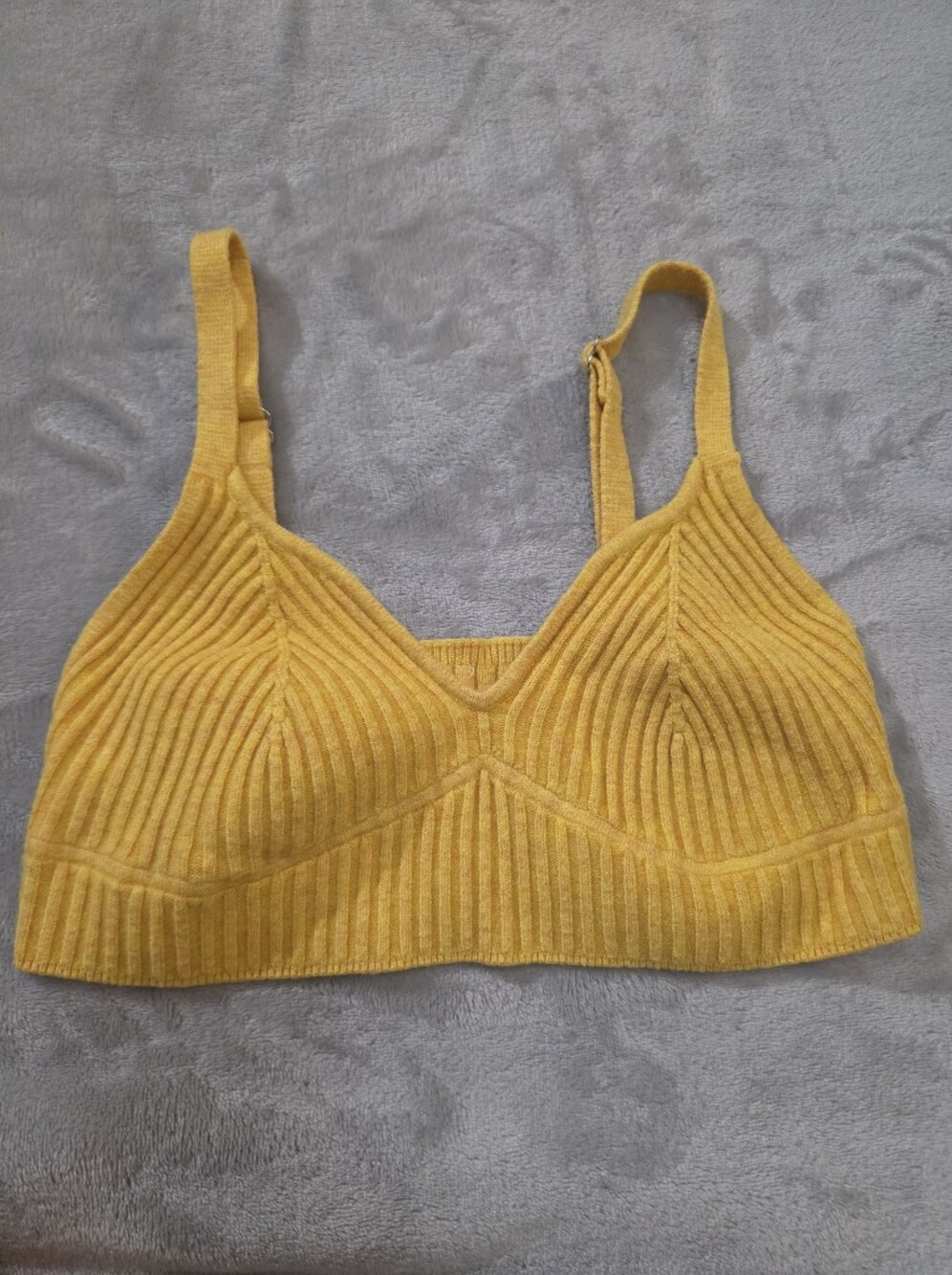 Wild Fable Ribbed Knit Cropped Yellow Bralette, size XS